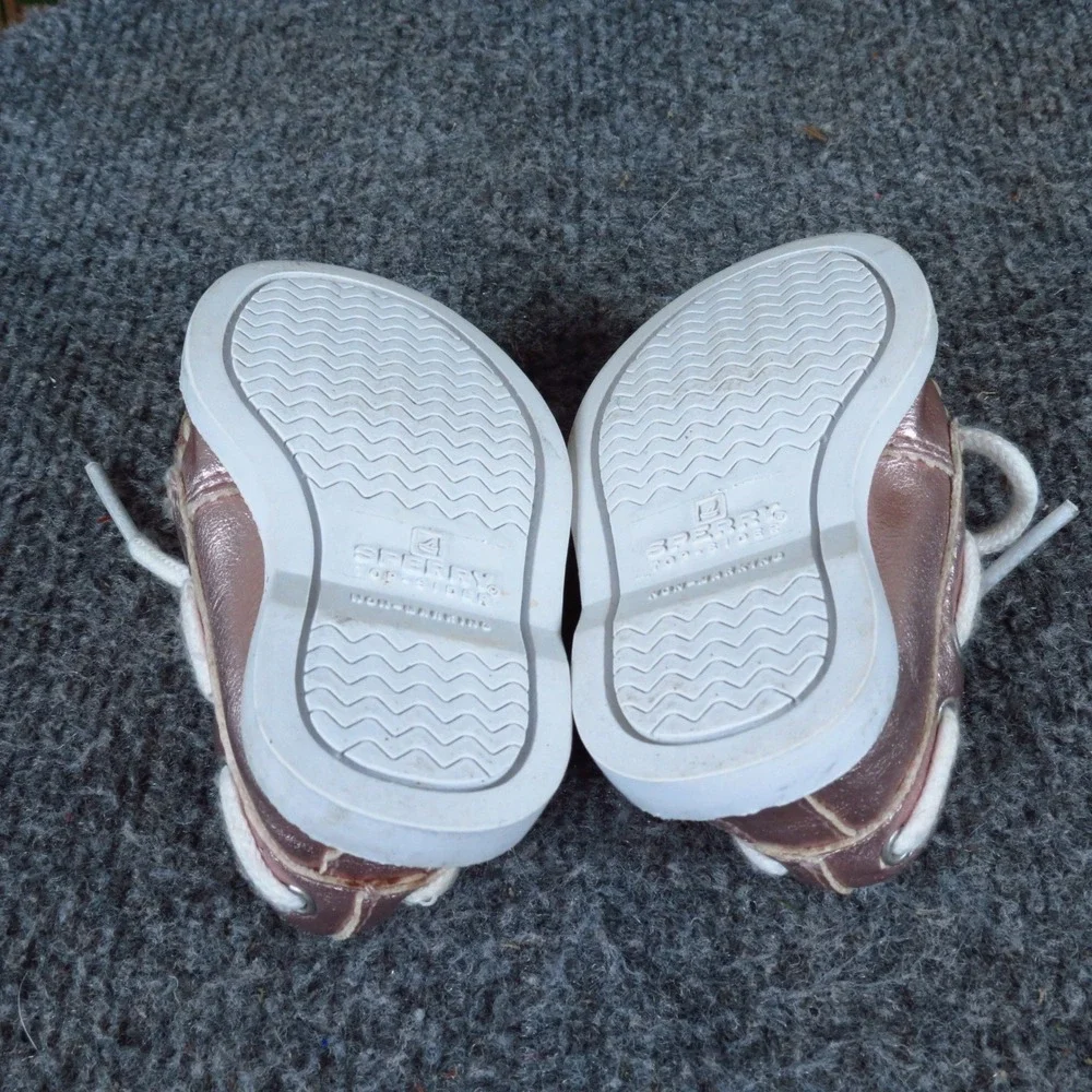 Sperry Top-Sider A/O Crib Toddler Girl‎ Boat Shoe Size 1 Metallic Pink Leather